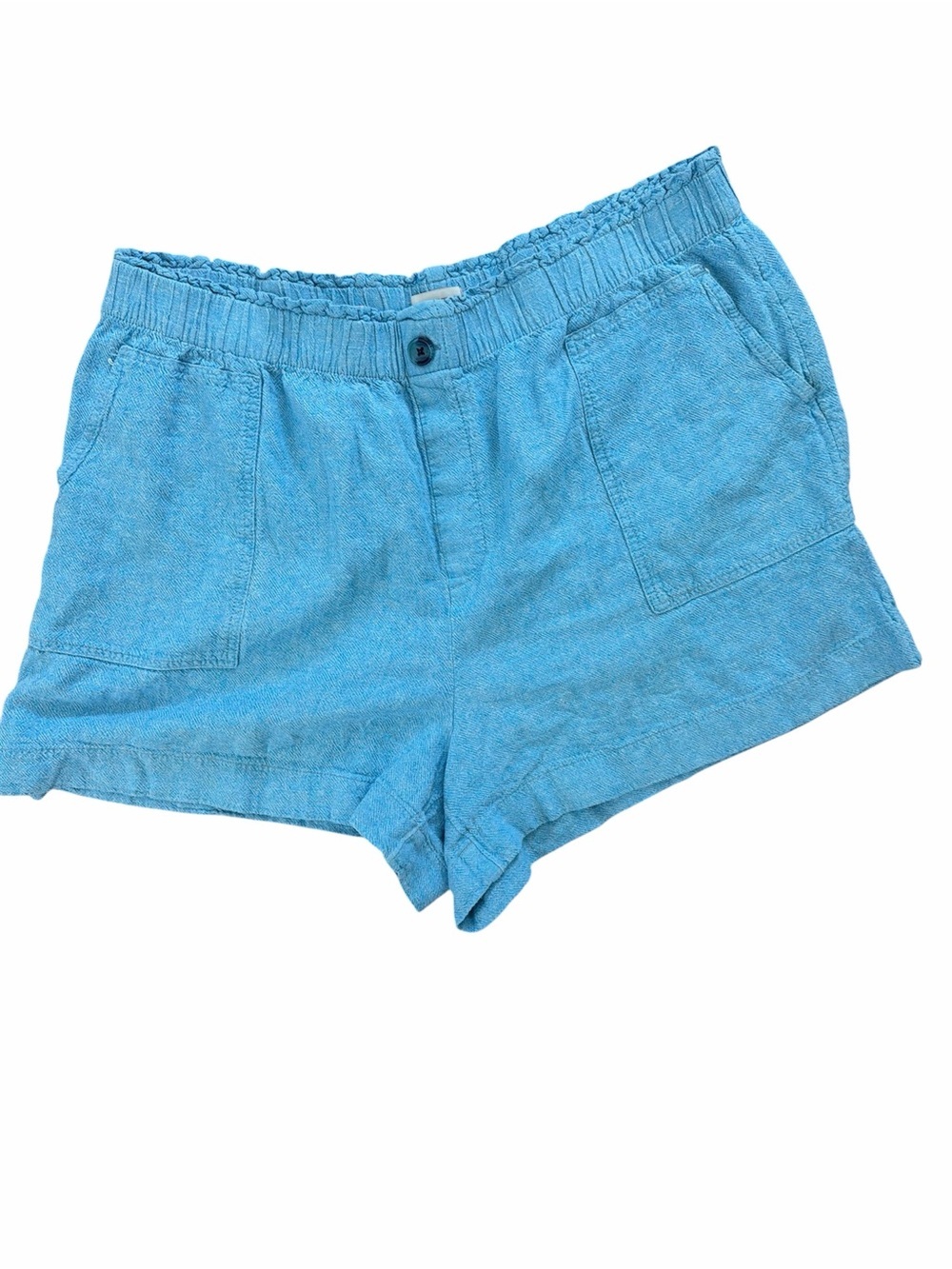 Loft High Rise Pull On Short Size XXL Chambray Blue Linen Blend Elastic Waist